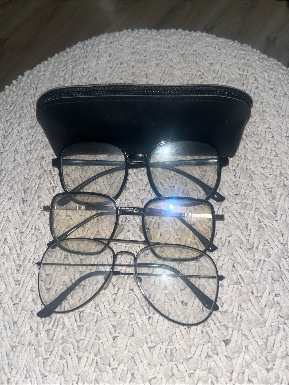 Black Men's Glasses Case with Eyewear Set